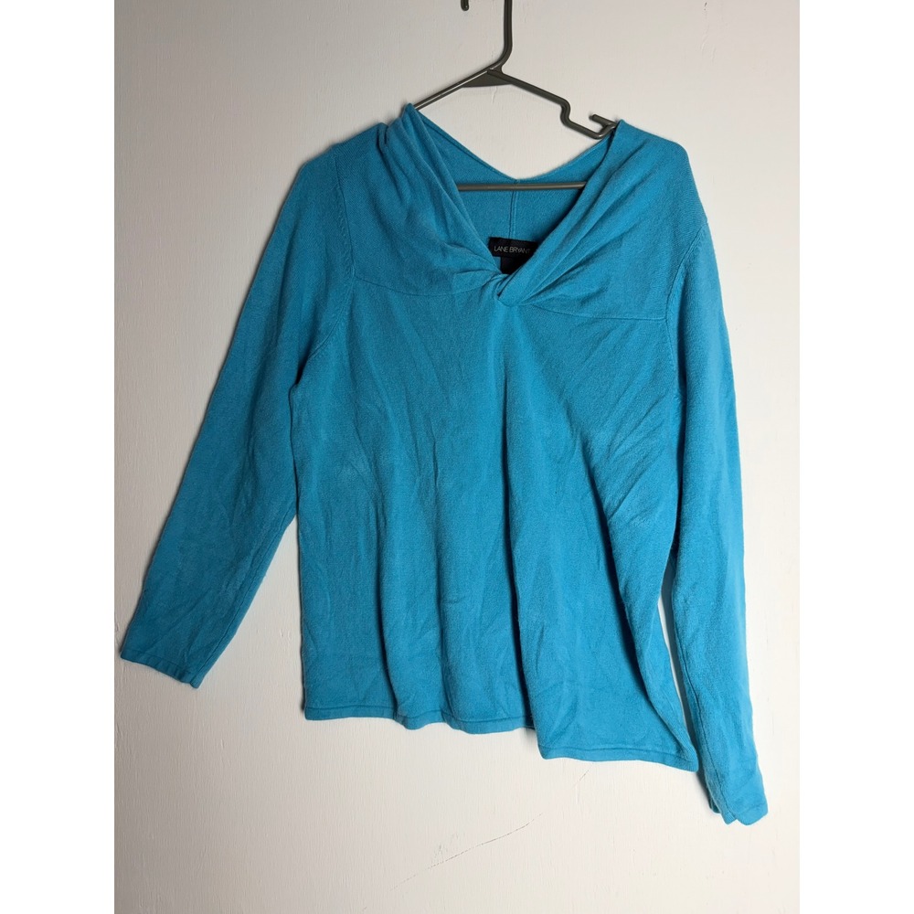 Lane Bryant Blue Twist Front V-Neck Sweater Long Sleeve Knit Top Plus Size 14/16